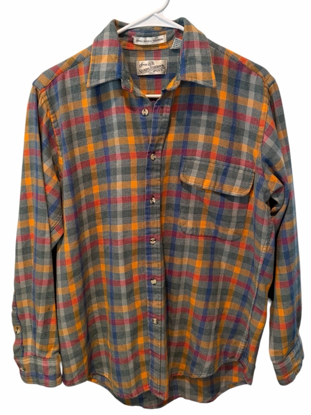 Vintage Sears Roebuck Plaid Flannel Shirt Single Needle Tailoring Medium